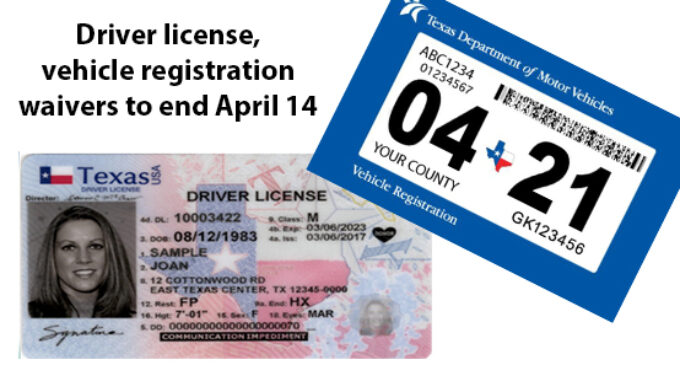 Driver license, registration waiver ends April 14 | Navasota Examiner